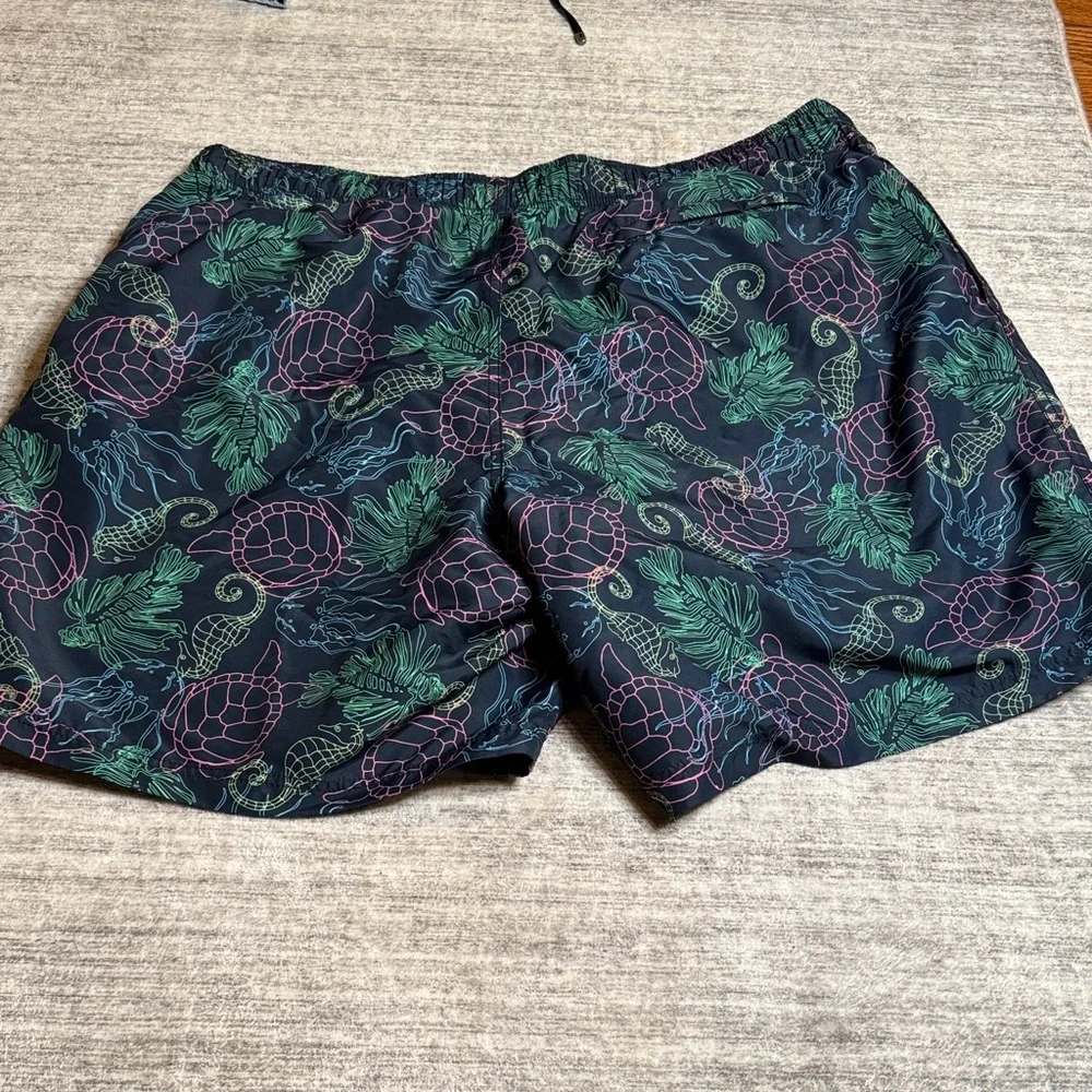 Nautica Men's Navy Swim Shorts with Turtle Print 2XLT